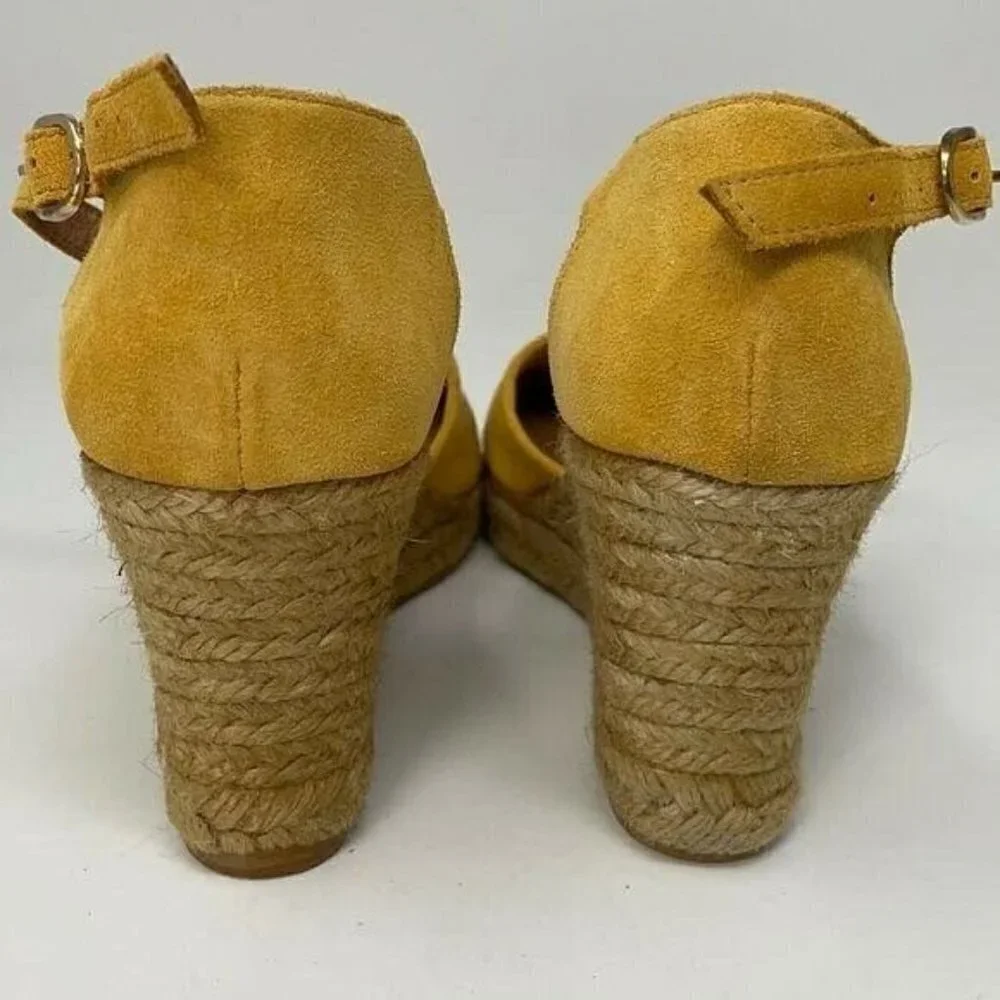 Jeffrey Campbell Sandals Wedge Heels Yellow Suede Espadrille EU 40 Size 10 9.5